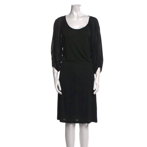 Fendi Authentic Vintage Solid Black Long Sleeve Shift Knee Length Dress 44 8 Med - Picture 1 of 10